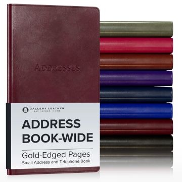 Wide Pocket Leather Address Book