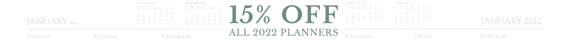 15% Off 2022 Planners
